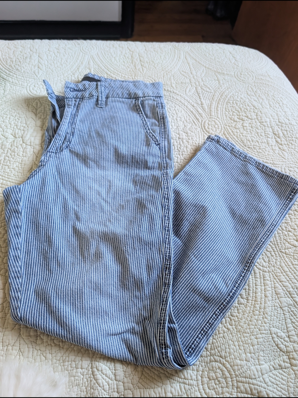 Joe's Jeans Light Blue and White Pinstripe High-Rise Jeans